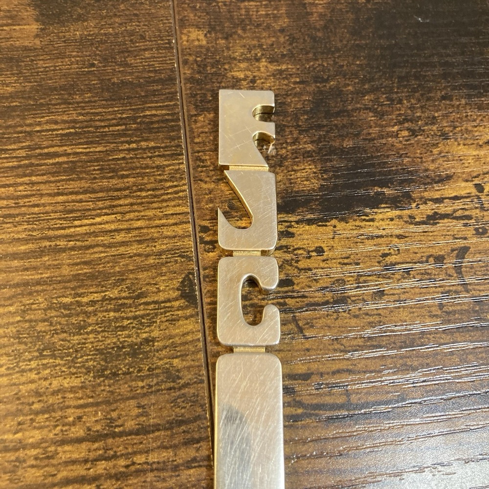 Mid Century Modern Brushed Metal Letter Opener FJC Monogram Geometric Desk Decor